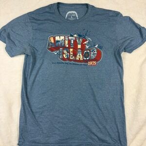 Jaws Amity Island 1975 T-Shirt Mens Large Blue Geek Fuel Exclusive Movie Graphic